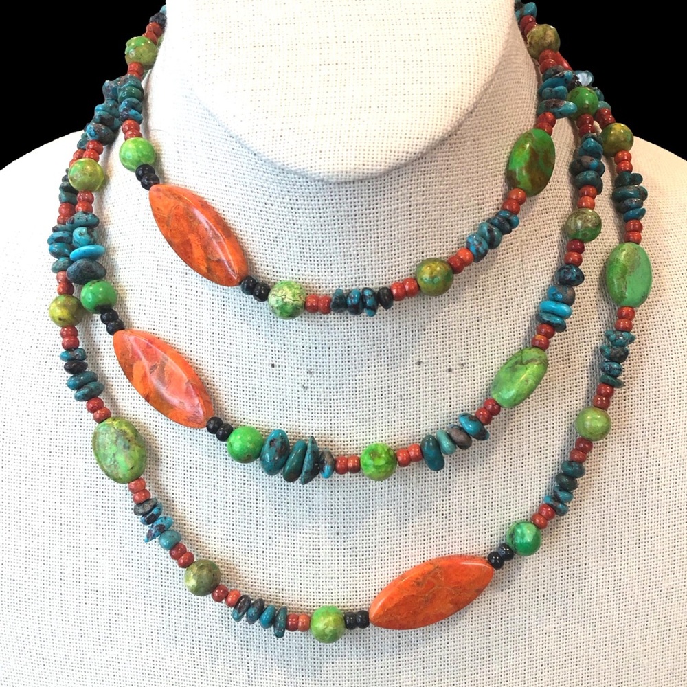 JAY KING DTR 48 inch Long Turquoise Spiny Oyster Sterling Silver Necklace - Picture 16 of 17